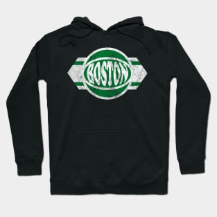 Boston Basketball retro and distressed ball and stripe Hoodie